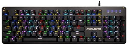 RGB Mechanical Gaming Keyboard with Programmable LED Backlit 104 Keys Anti-Ghost Keys, DIY Blue Switches for Mac PC, Black