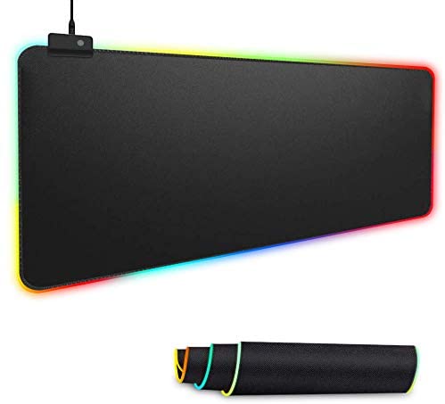 RGB Sorft Gaming Mouse Pad, Large Extended Mousepad, Non-Slip Rubber Base Computer Keyboard Pad Mat,31.5×11.8in