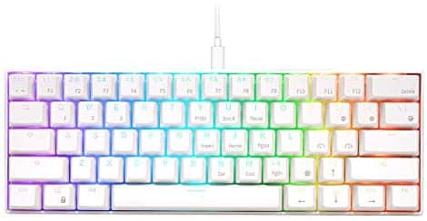 RK ROYAL KLUDGE RK61 Wired 60% Mechanical Gaming Keyboard RGB Backlit Ultra-Compact Red Switch White