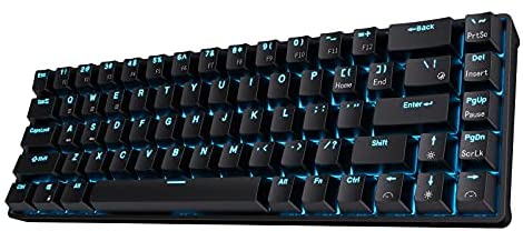 RK ROYAL KLUDGE RK68 Hot-Swappable 65% Wireless Mechanical Keyboard, 60% 68 Keys Compact Bluetooth Gaming Keyboard with Stand-Alone Arrow/Control Keys, Black, Quiet Red Switch