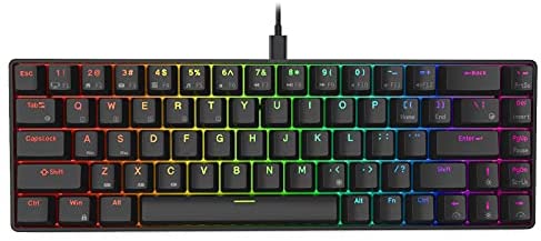 RK ROYAL KLUDGE RK68 (RK855) Wired 65% Mechanical Keyboard, RGB Backlit Ultra-Compact 60% Layout 68 Keys Gaming Keyboard, Hot Swappable Keyboard with Stand-Alone Arrow/Control Keys, Red Switch, Black
