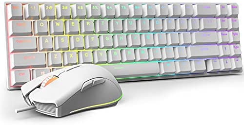 RK ROYAL KLUDGE RK71 Wireless/Wired Mechanical Keyboard and 7200 DPI Gaming Mouse, 71 Keys RGB Red Switch Hot Swappable Compact Gaming Keyboard for Win/Mac