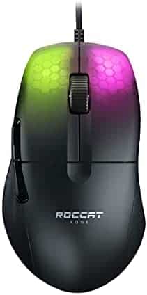 ROCCAT Kone Pro Lightweight Ergonomic Performance PC Gaming Mouse with 19K DPI Optical Sensor, Aluminum Titan Wheel Pro, & AIMO RGB Lighting – Black