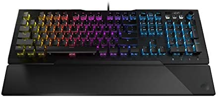 ROCCAT Vulcan 121 AIMO Tactile Mechanical Titan Switch Full-size PC Gaming Keyboard with Per-key AIMO RGB Lighting, Anodized Aluminum Top Plate and Detachable Palm Rest – Black