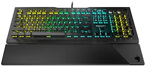 ROCCAT Vulcan Pro Linear Optical Titan Switch Full-size PC Gaming Keyboard with Per-key AIMO RGB Lighting, Anodized Aluminum Top Plate and Detachable Palm Rest – Black