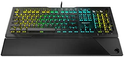 ROCCAT Vulcan Pro Tactile Optical Titan Switch Full-size PC Gaming Keyboard with Per-key AIMO RGB Lighting, Anodized Aluminum Top Plate and Detachable Palm Rest – Black