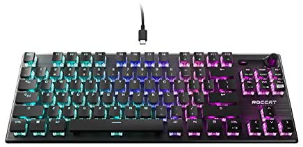 ROCCAT Vulcan TKL Tenkeyless Tactile Mechanical Titan Switch PC Gaming Keyboard with Per-key AIMO RGB Lighting, Anodized Aluminum Top Plate, and Detachable USB-C Cable – Black