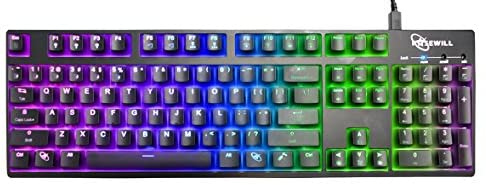 ROSEWILL Clicky Mechanical Gaming Keyboard with Cherry MX RGB Brown Switch, Backlit RGB LED gaming keyboard with Macros & 104 Key Full Size Keyboard for PC & Computers (RK-9000V2 RGB BR)
