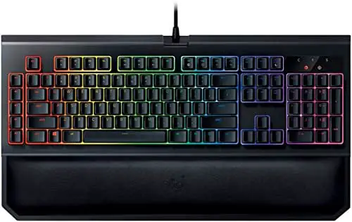 Razer BlackWidow Chroma V2 – RGB Mechanical Gaming Keyboard – Ergonomic Wrist Rest – Tactile & Clicky Green Switches (Renewed)