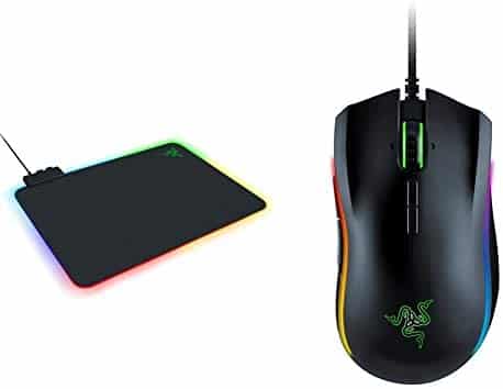Razer Firefly Hard V2 RGB Gaming Mouse Pad & Mamba Elite Wired Gaming Mouse: 16,000 DPI Optical Sensor – Chroma RGB Lighting – 9 Programmable Buttons – Mechanical Switches