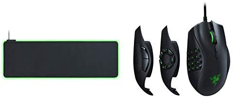 Razer Goliathus Extended Chroma Gaming Mousepad, Classic Black & Naga Trinity Gaming Mouse: 16,000 DPI Optical Sensor – Chroma RGB Lighting – Interchangeable Side Plate