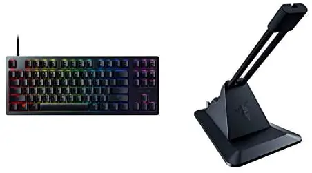 Razer Huntsman Tournament Edition TKL Tenkeyless Gaming Keyboard – Classic Black & Gaming Mouse Bungee v2: Drag-Free Wired Mouse Support – for Esports-Level Performance – Classic Black