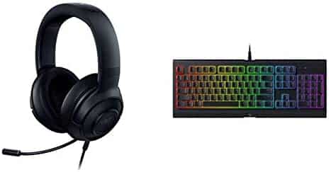 Razer Kraken X Ultralight Gaming Headset – Black & Cynosa Chroma Gaming Keyboard: 168 Individually Backlit RGB Keys – Spill-Resistant Design – Programmable Macro Functionality – Quiet & Cushioned