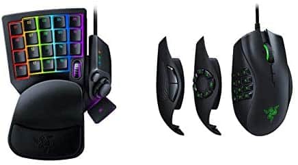 Razer Tartarus Pro Gaming Keypad: Analog-Optical Key Switches – Classic Black & Naga Trinity Gaming Mouse: 16,000 DPI Optical Sensor – Chroma RGB Lighting – Interchangeable Side Plate