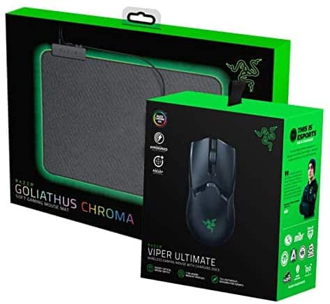 Razer Viper Ultimate Ambidextrous Wireless Gaming Mouse with Dock + Goliathus Chroma Mouse Pad Bundle