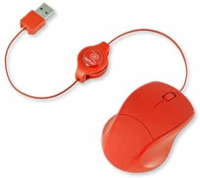 ReTrak Retractable Optical Mouse, Red (ETMOUSERED)
