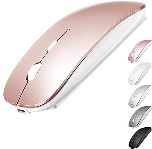 Rechargeable Bluetooth Mouse for MacBook Pro/MacBook Air/iMac/Windows/Laptop,Wireless Mouse for MacBook Air/Pro/iPad/Laptop (Rose Gold)