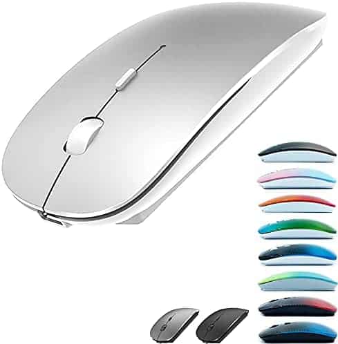 Rechargeable Bluetooth Mouse for MacBook pro/MacBook air/Laptop/iMac/iPad/pc, Wireless Mouse for MacBook pro MacBook Air/iPad/iMac/Laptop/Notebook/pc (Bluetooth Mouse/Silver)