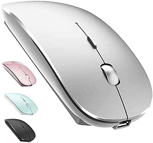 Rechargeable Wireless Mouse for MacBook Pro Mac iMac Laptop Chromebook MacBook Air Win8/10 Desktop Computer DELL HP (Silver)