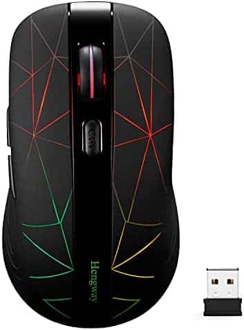 Rechargeable Wireless Mouse with 6 Keys,cyclic Illuminating Powered by Li-Polymer Battery,Optical Sensor,Nano USB Receiver,3-Stage DPI speeds for PC,Laptop,Tablet, MacBook etc(Firework Light)
