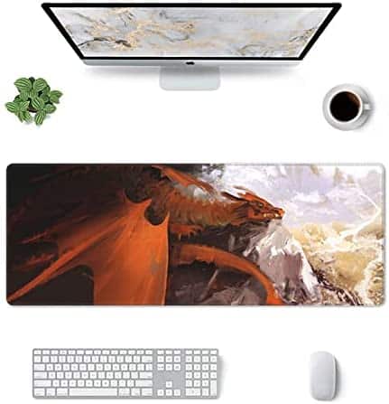 Red Dragon Mouse Pad XL Mouse Pad Extended Speed Gaming Mouse Pad Red and Black Cool Desk Mat with Stitched Edges Natural Rubber Base for Office Home Laptop Travel 31.5 x 11.8 Inch