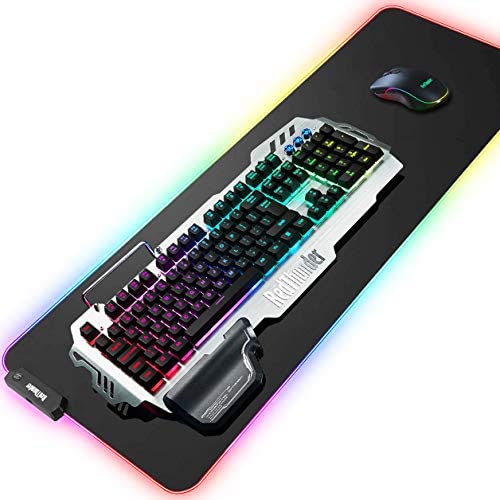 RedThunder K900 RGB Gaming Keyboard and Mouse Combo with Mouse Pad, Durable Semi Mechanical Keyboard, 6400DPI Programmable Mouse, Large Size RGB Mousepad, 3 in 1 Gamer Bundle for PC MAC PS4 Xbox ONE