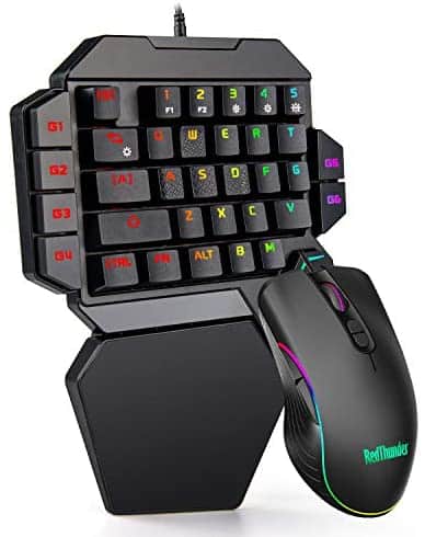 RedThunder One-Handed RGB Gaming Keyboard and Mouse Combo, Blue Switch Mechanical Keyboard, 6400 DPI Programmable Mouse, Portable Game Controller for PC Gamer