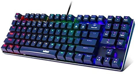 RedThunder TKL Mechanical Gaming Keyboard, 89 Keys with Numeric Keypad, LED Rainbow Backlit Clicky Blue Switch, Compact Wired Keyboard for PC Gamer
