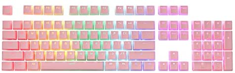 Redragon A130 Pink Pudding Keycaps, 104 Keys Standard Doubleshot PBT Keycap Set w/Translucent Layer for Mechanical Keyboard, Cherry/OEM Profile, English (US) ANSI Layout