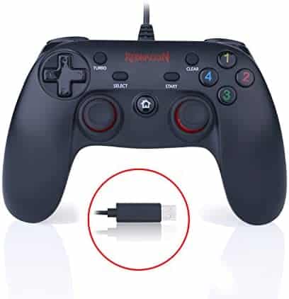 Redragon G807 Gamepad, PC Game Controller, Joystick with Dual Vibration, Saturn, for Windows PC, PS3, Playstation, Android, Xbox 360 (Black, Wired)
