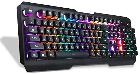 Redragon K506 Centaur 7-Color Rainbow Backlit Full-Size Gaming Keyboard with Numeric Keypad (Black)