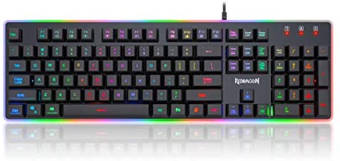 Redragon K509-RGB PC Gaming Keyboard 104 Key Quiet Low Profile RGB Keyboard Backlit Dyaus Pro Mechanical Feel Keyboard for Windows PC (with Edge Side Light Illumination)