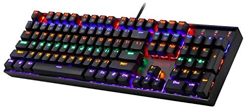Redragon K551 Mechanical Gaming Keyboard RGB LED Rainbow Backlit Wired Keyboard with Red Switches for Windows Gaming PC (104 Keys, Black)
