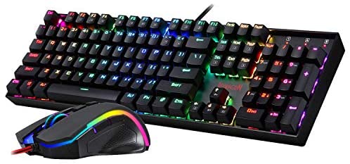Redragon K551-RGB-BA Mechanical Gaming Keyboard and Mouse Combo Wired RGB LED Backlit 104 Key Keyboard & 7200 DPI Mouse for Windows PC Gamers (104 Key Keyboard Mouse Set)