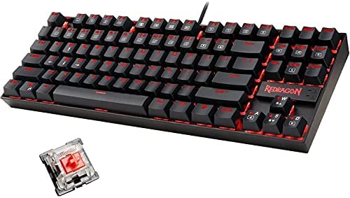 Redragon K552-2 87 Keys 60% Small TKL Mechanical Gaming Keyboard (Black Red LED Backlit)