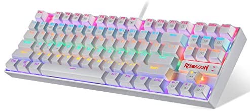 Redragon K552 Mechanical Gaming Keyboard RGB LED Rainbow Backlit Wired Keyboard with Red Switches for Windows Gaming PC (87 Keys, White)