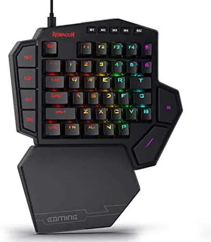 Redragon K585 DITI One-Handed RGB Mechanical Gaming Keyboard, Type-C Professional Gaming Keypad with 7 Onboard Macro Keys, Detachable Wrist Rest, 42 Keys