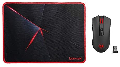 Redragon M652-BA Wireless Gaming Mouse and Mouse Pad Set, 2.4G Wireless Optical Mouse with 2400 DPI and Mouse Pad Combo for Notebook, PC, Laptop, Computer, Mac