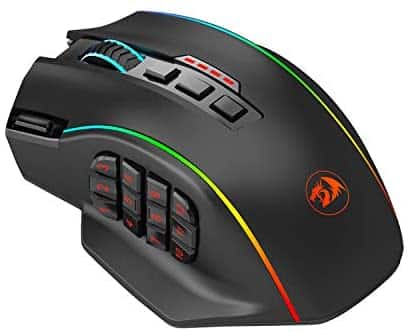 Redragon M901 Gaming Mouse RGB Backlit MMO 16 Macro Programmable Buttons, 16000 DPI for Windows PC Computer (Wireless, Black)
