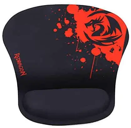 Redragon P020 Gaming Mouse Pad with Wrist Rest Support Memory Foam Wrist Cushion Black Red Thick Version Waterproof Pixel-Perfect Accuracy Optimized for All Computer Mouse Sensitivity MMO Sensors