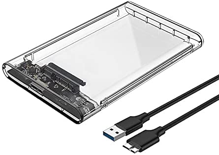 Reletech 2.5″ External Hard Drive Enclosure, SATA to USB 3.1 Tool-Free Clear for 2.5 Inch SSD & HDD 9.5mm 7mm External Hard Drive Case Supports UASP SATA
