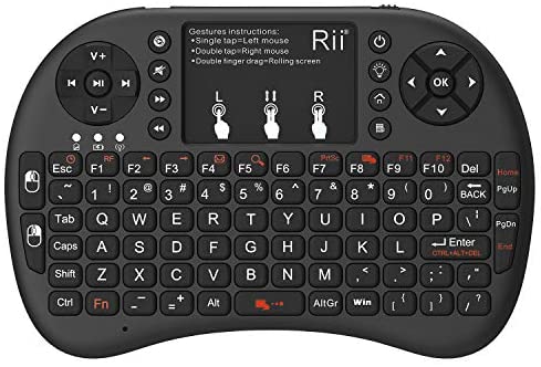 Rii 2.4GHz Mini Wireless Keyboard with Touchpad＆QWERTY Keyboard, Backlit Portable Keyboard with Remote Control for Laptop/PC/Tablets/Windows/Mac/TV/Xbox/PS3/Raspberry Pi .(Black)