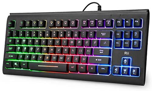 Rii Primer RGB Compact Gaming Office Keyboard RK104,Backlight Keyboard,Small 87 Keys No Number Pad Keyboard for Windows PC Laptop Desktop