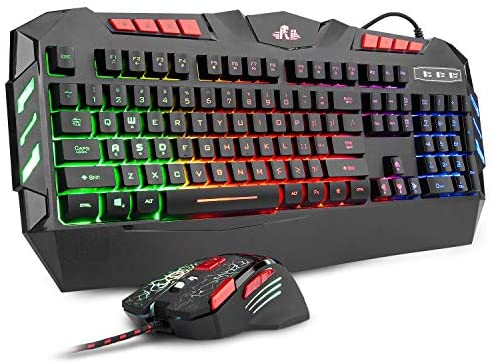 Rii RGB LED Backlight Wired Gaming Keyboard and Mouse Combo,PC Gaming Keyboard,Office Keyboard for Windows/Android/Mac/Xbox/PC/Laptop/Andriod TV Box/HTPC,Business Office