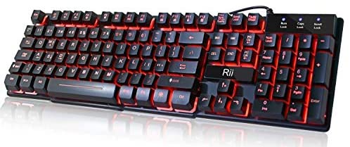 Rii RK100 3 Colors LED Backlit Mechanical Feeling USB Wired Multimedia Office Keyboard For Working or Primer Gaming,Office Device