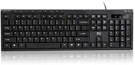 Rii RK907 Ultra-Slim Compact USB Wired Keyboard for Mac and PC,Windows 10/8 / 7 / Vista/XP (Black)