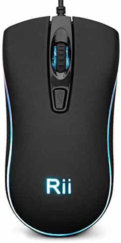 Rii RM105 Wired Mouse,Computer Mouse with Colorful RGB Backlit,2400 DPI Levels,Comfortable Grip Ergonomic Optical ,USB Wired Mice Support Windows PC, Laptop,Desktop,Notebook,Chromebook (1 Pack)