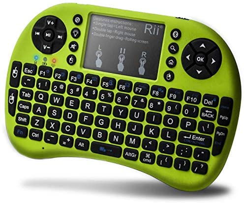 Rii i8+ Mini Bluetooth Keyboard with Touchpad＆QWERTY Keyboard, Backlit Portable Wireless Keyboard for Smartphones laptop/PC/Tablets/Windows/Mac/TV/Xbox/PS3/Raspberry Pi.Green
