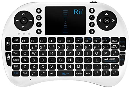 Rii i8 Mini Bluetooth Keyboard with Touchpad＆QWERTY Keyboard, Portable Wireless Keyboard with Remote Control for Smartphones/Laptop/PC/Tablets/Windows/Mac/TV/Xbox/PS3/Raspberry Pi .Silver White