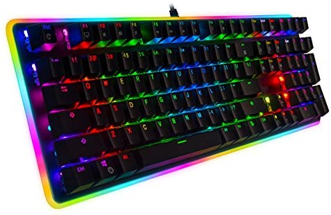 Rosewill Mechanical Gaming Keyboard, RGB LED Glow Backlit Computer Mechanical Switch Keyboard for PC, Laptop, Mac, Software Customizable – Professional Gaming Blue Mechanical Switch